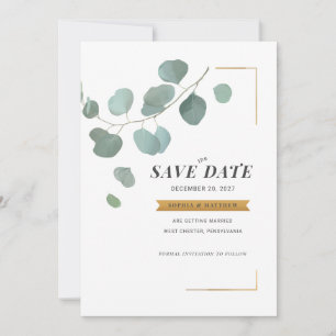 Reserve A Data Quadro Botânico Dourado Eucalyptus Faux
