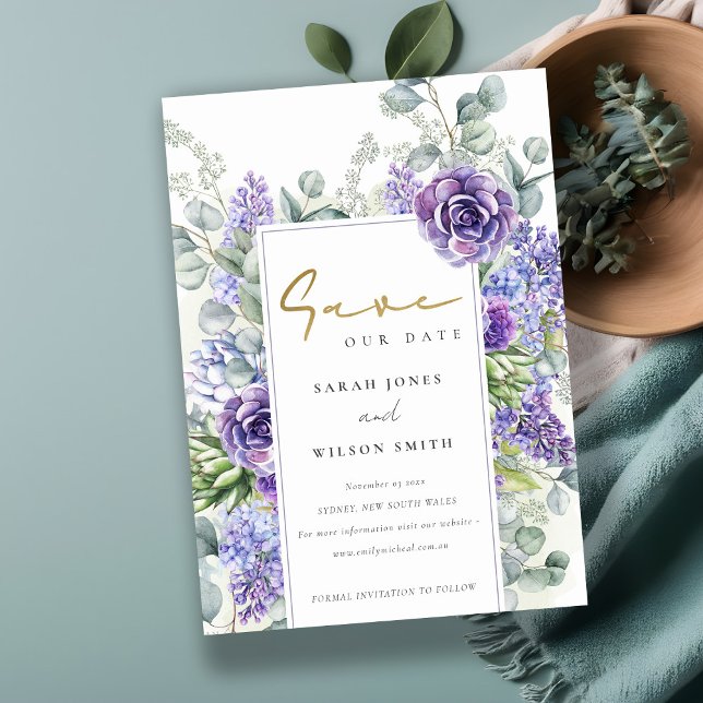 Reserve A Data Quadro Botânico Eucalipto Suculente Elegante Lilac (Criador carregado)