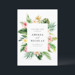 Reserve A Data Quadro Botânico Tropical de Aquarela Verão<br><div class="desc">Anuncie sua data de casamento para a família e amigos com este cartão personalizável,  salve a data do anúncio. Apresenta uma moldura de aquarela de flores tropicais e verde. Personalize adicionando nomes,  datas,  locais e outros detalhes. Este cartão de salvamento tropical é perfeito para casamentos de verão.</div>