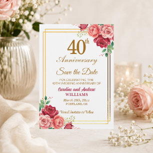 Reserve A Data Quadro de Aniversário de Casamento de 40 Anos em O