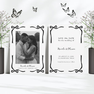 Reserve A Data Quadro de Arco Preto e Casamento de Foto Moderno E