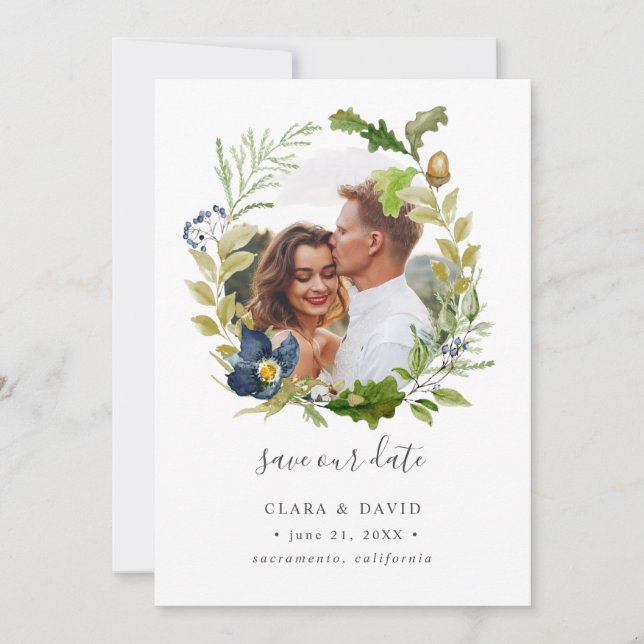 Reserve A Data Quadro de Bright Oak Casamento fotográfico salvar  (Frente)