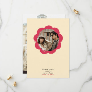 Reserve A Data Quadro de Flor Pintada Retro Moderno Foto Casament