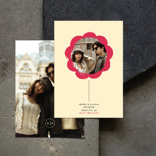 Reserve A Data Quadro de Flor Pintada Retro Moderno Foto Casament