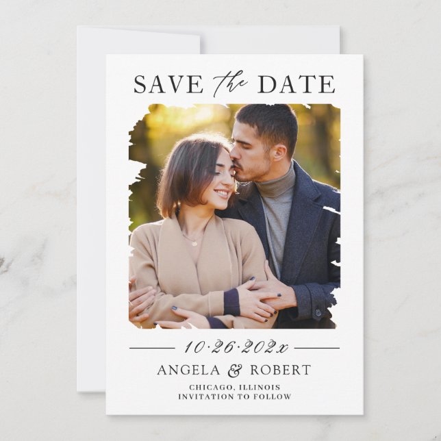 Reserve A Data Quadro de Fotografia do Traço do Pincel Geométrico (Frente)