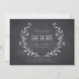 Reserve A Data Quadro de giz floral rústico casamento salvar a da