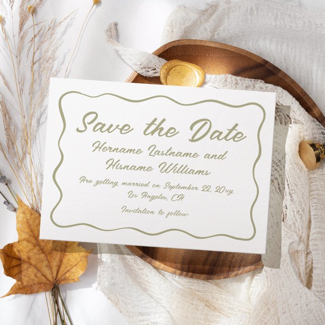 Reserve A Data Quadro de Onda Verde Oleícola Escrito em Mão Simpl (Criador carregado)