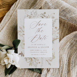 Reserve A Data Quadro Floral Vintage Elegante Creme Casamento
