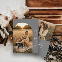 Reserve A Data Quadro Moderno Boho Casamento Cinza Foto