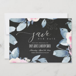 RESERVE A DATA QUADRO NEGRO DE COR FLORAL AZUL AZUL