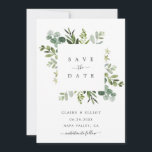 Reserve A Data Quadro Quadrado de Folhagem Eucalyptus Salve o Car<br><div class="desc">Este casamento salva a data do convite...  pintou a cor d'água eucalipto verde,  folhas verdes e quadrado. Para personalização mais avançada deste design,  clique no link "Personalizar mais". Itens correspondentes também estão disponíveis.</div>
