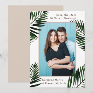 Reserve A Data Quadro tropical Casamento bege Salve a data foto