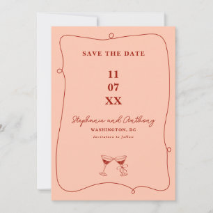 Reserve A Data Quadro Whimsical e Óculos Casamento Vermelho e Cor