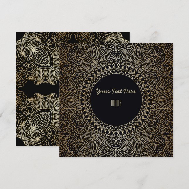 Reserve A Data Qualquer Evento Elegante Mandala Dourada (Frente/Verso)