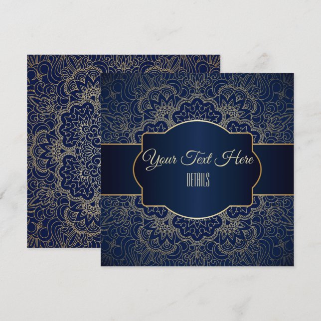 Reserve A Data Qualquer Evento Mandala Dourada Elegante (Frente/Verso)