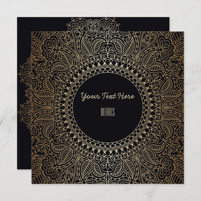 Reserve A Data Qualquer Evento Mandala Dourado Elegante (Frente/Verso)