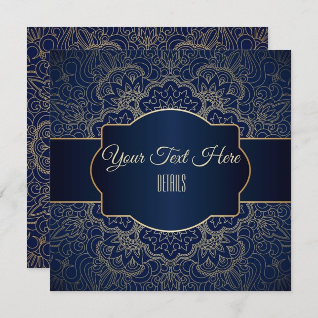 Reserve A Data Qualquer Evento Mandala Dourado Elegante (Frente/Verso)