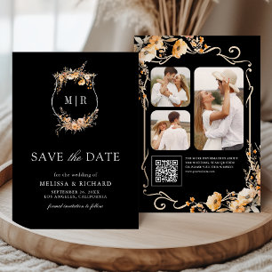 Reserve A Data Queda Crest De Flor Selvagem Código QR Casamento P