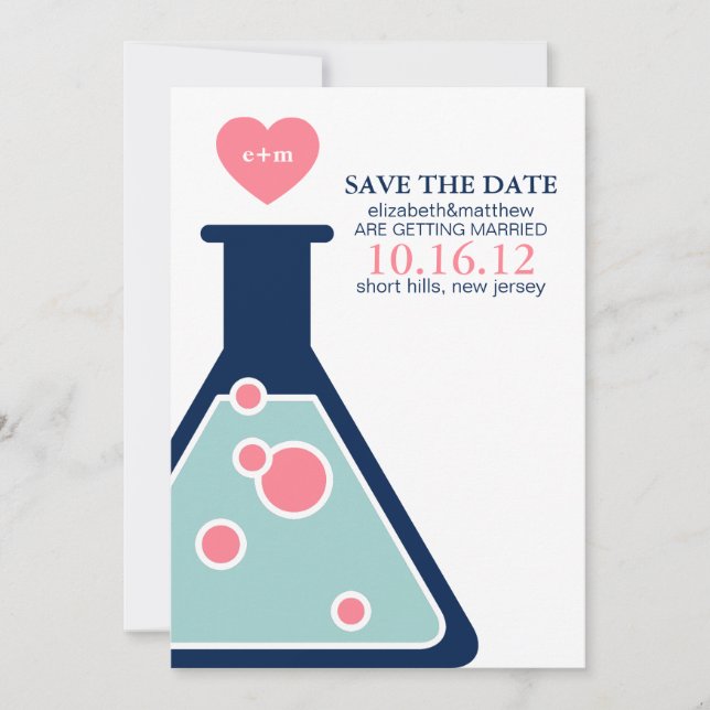 Reserve A Data Química Perfeita Casamento Salvar a Data (Frente)