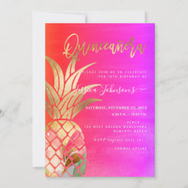 Reserve A Data Quinceanera, Abacaxi de Aquarela Dourada Faux