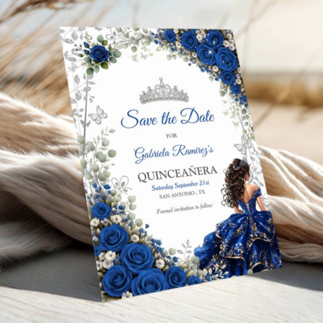 Reserve A Data Quinceañera Azul Real Borboletas Prateadas (Criador carregado)