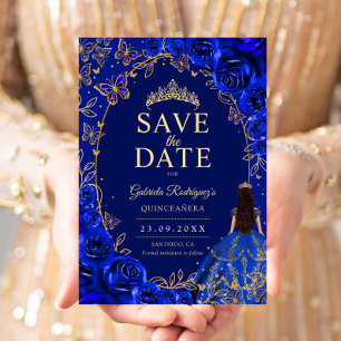 Reserve A Data Quinceanera Azul Real Dourado