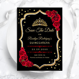 Reserve A Data Quinceanera - Black Red Gold