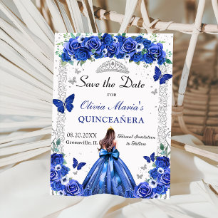 Reserve A Data Quinceañera Blue Floral Princess Butterflies Foto