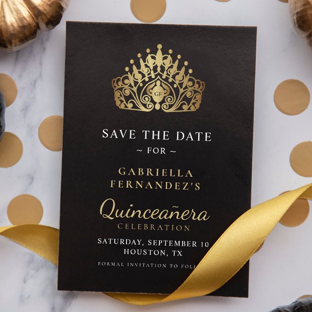 Reserve A Data Quinceañera Calliografia Dourada Princesa Tiara Co (Criador carregado)