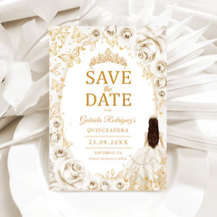 Reserve A Data Quinceanera Creme Dourado Floral