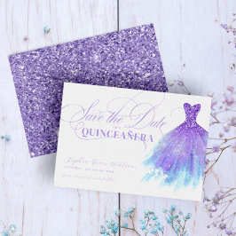 Reserve A Data Quinceanera de lavanda e glitter azul