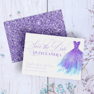 Reserve A Data Quinceanera de lavanda e glitter azul