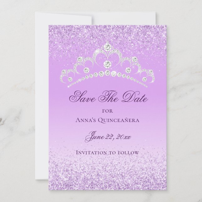Reserve A Data Quinceanera Elegante, 15 Roxo, Aniversário (Frente)