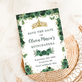 Reserve A Data Quinceañera Emerald Green Borboletas Florais Tiara