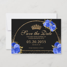 Reserve A Data Quinceanera Floral Dourada Real Azul Negro