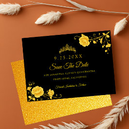 Reserve A Data Quinceañera Floral Minimalista Elegante Ouro