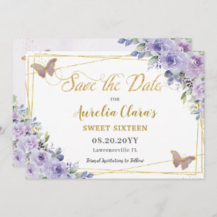 Reserve A Data Quinceañera Floral Purple Lilac Doce Dezesseis