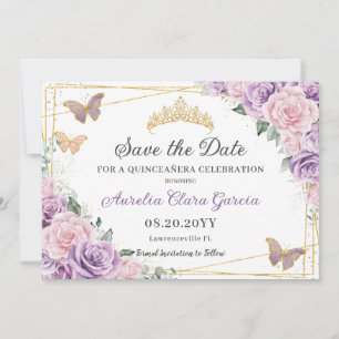 Reserve A Data Quinceañera Floral Rosa-Lilaca-Roxo Doce Dezesseis