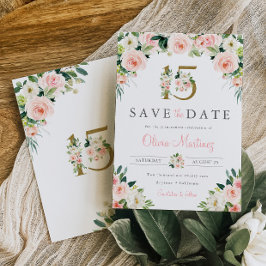 Reserve A Data Quinceañera Floral Rosa Salva a Data dos Rosas Dou