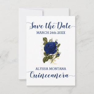 Reserve A Data Quinceanera Floral Vintage Rosa Azul Real