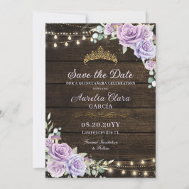 Reserve A Data Quinceañera - Floresta Floral Roxa Rústica Encanta