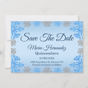 Reserve A Data Quinceañera Ice Blue Silver Floco de Neve de inver