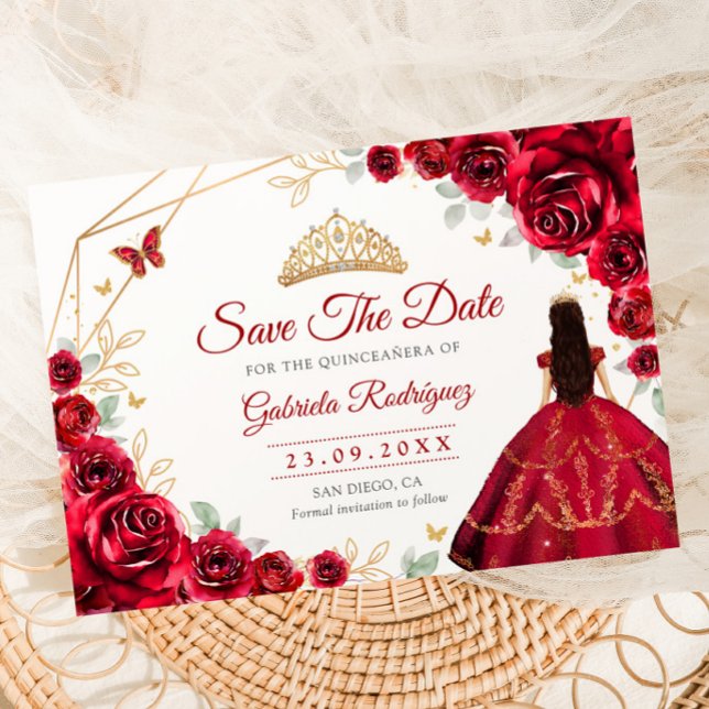 Reserve A Data Quinceanera Princess Red Roses Gold (Criador carregado)