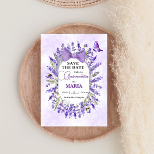Reserve A Data Quinceañera Purple lavanda Floral Espanhol