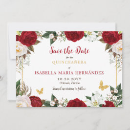 Reserve A Data Quinceañera Red & Dourada Elegante
