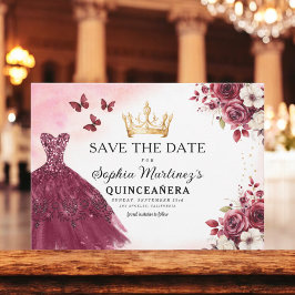 Reserve A Data Quinceanera Salve a Data Floral Burgundy