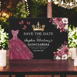 Reserve A Data Quinceanera Salve a Data Floral Burgundy<br><div class="desc">Anuncie sua quinceañera em estilo com a Floral Burgundy Salve o Convite de Aniversário. Este elegante design apresenta matizes robustos, enfeitados com delicados sotaques florais, perfeitos para uma celebração de eterno e regal. O layout sofisticado fornece todos os detalhes importantes, garantindo que seus convidados marquem seus calendários para o dia...</div>