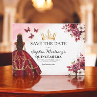 Quinceanera Salve a Data Floral Burgundy