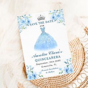 Reserve A Data Quinceanera Silver Blue Floral
