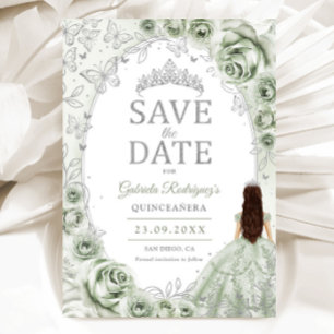 Reserve A Data Quinceanera Verde Salvia Floral Prata